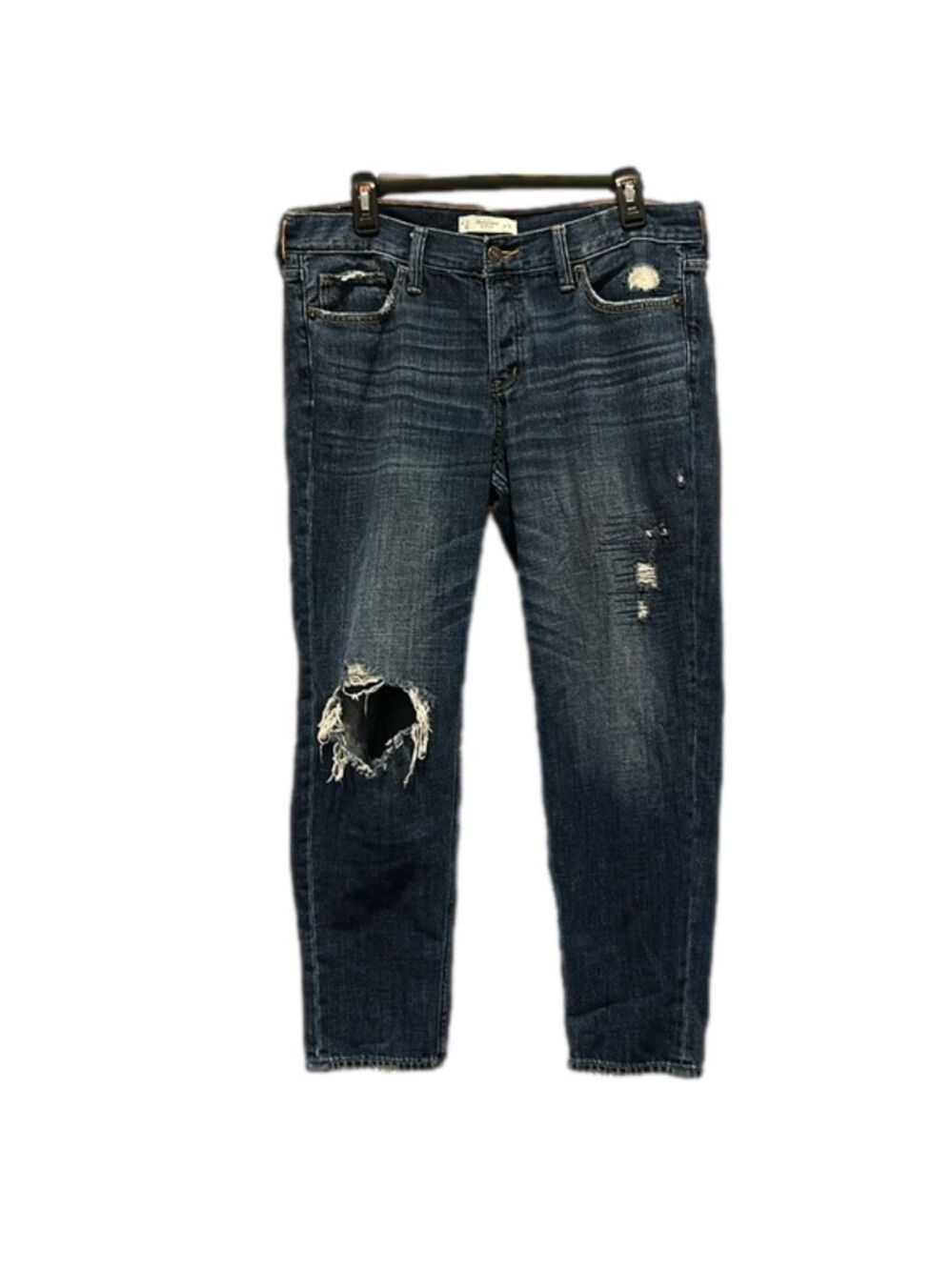 Abercrombie & Fitch Women's Boyfriend Straight Leg Distressed Jeans Size 10R